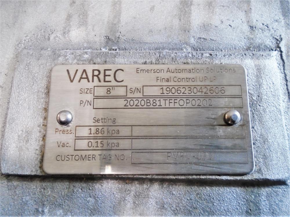 Varec 8" Pressure Relief Valve, Aluminum, 2020B81TFFOP0202